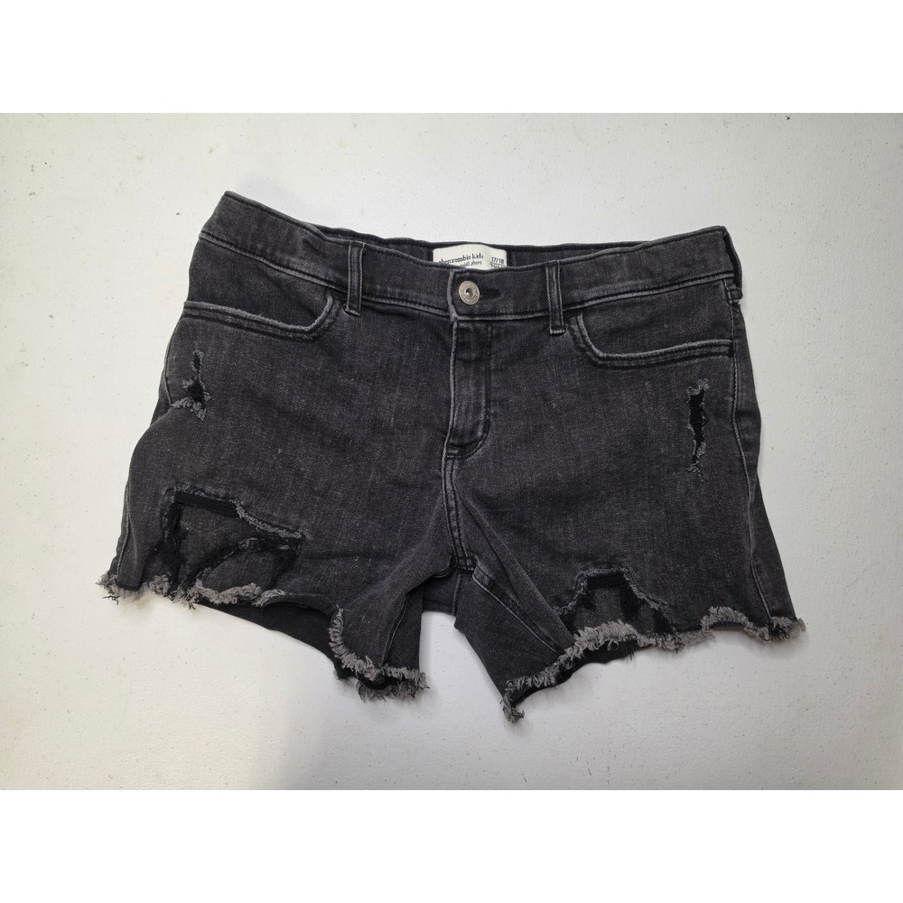 Abercrombie Kids Distressed Low Rise Midi Shorts Washed Black Size 17/18 Regular